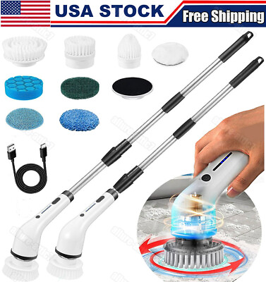 #ad 8 Heads Electric Spin Scrubber Cordless Bath Tub Power Scrubber Cleaning Brush