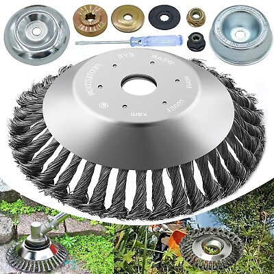 #ad 6 Inch Steel Wire Rotary Brush Cutter Trimmer Head Weed Blade CutterAdapter Kit