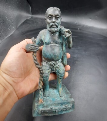#ad Unique Ancient Near Eastern Bronze Old Man Rare Figurine Sculpture