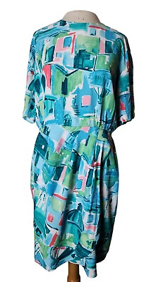 #ad Women#x27;s Carol Anderson Vintage Watercolor Pattern Dress Size 6 Zipper Faux Wrap