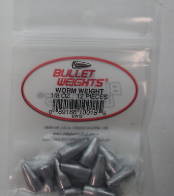 #ad Bullet Weights BW18 1 8 oz Concave Worm Lead 15CT