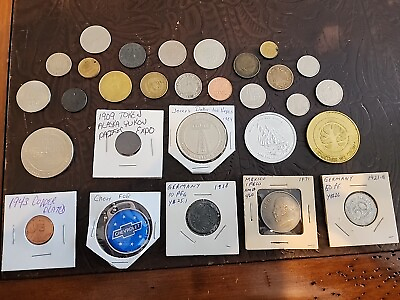 #ad Foreign Coin And Token Lot 29 Pieces. Lot#mp120244
