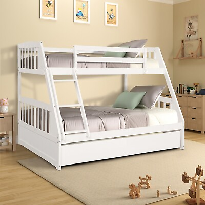 #ad Mondawe Solid Wood Twin Over Full Bunk Bed with Two Storage Drawers