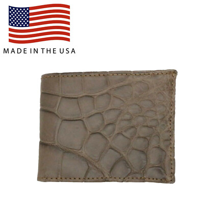 #ad Khaki Matte Genuine American Alligator RFID Blocking Men#x27;s Wallet MADE IN USA L