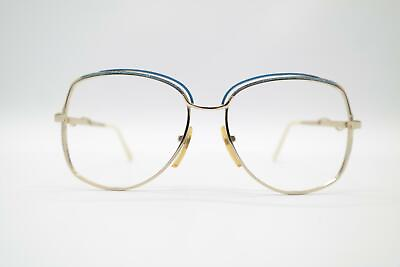 #ad Vintage Bijou 581 Gold Blue Oval Glasses Frames Eyeglasses NOS