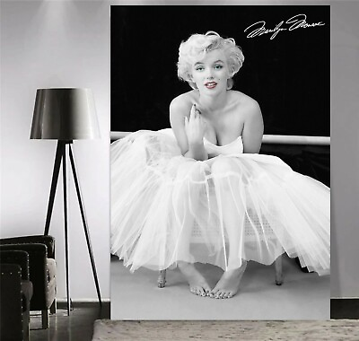 #ad Marilyn Monroe Vintage Black White Framed Canvas Wall Art or Poster Paper Print