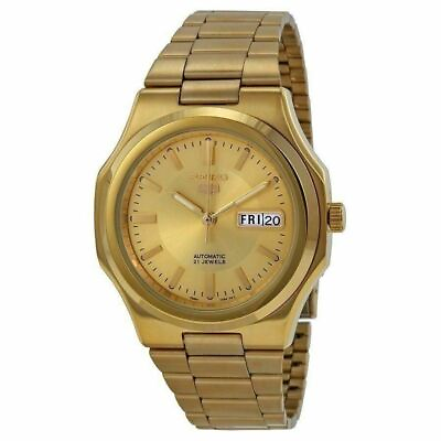 #ad Seiko Men#x27;s Snkk52 Seiko 5 Automatic Gold tone Stainless Steel Bracelet Watch
