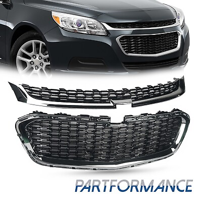 #ad Set of 2 Front Upper amp; Center Chrome Grille For 2014 2016 Chevrolet Malibu Grill
