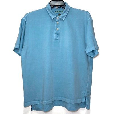 #ad Orvis Signature Polo Shirt Men#x27;s XL Blue Signature Cotton Short Sleeve