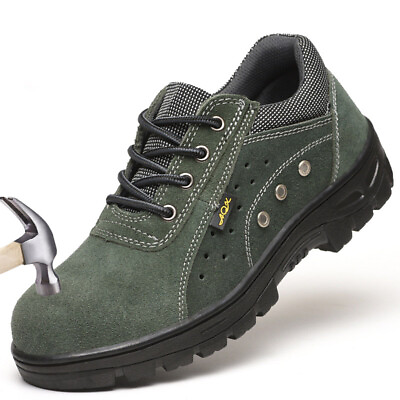 #ad Mens Green Work Boots Breathable Safety Shoes Steel Toe Cap Slip Resistant Size $26.80