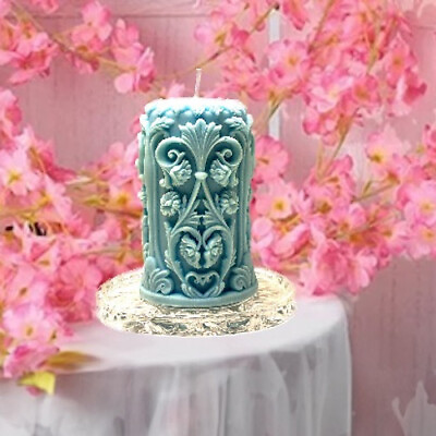 #ad Handmade Carved Sky Blue Tower Candle 4quot; Tall Birthday Present Home Decor