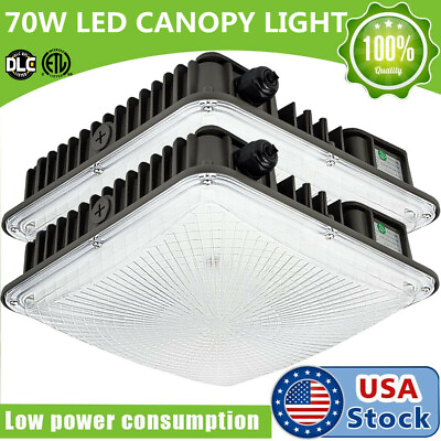 #ad 70W LED Canopy Light Carport Gas Station Lighting 5500K Square Light 8400LM 2Pcs