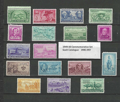 #ad 1949 1950 US Commemorative Year Set Complete #981 997 MNH FREE SHIPPING