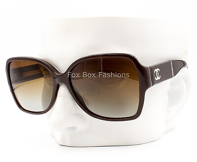 #ad Chanel 5230Q 1347 T5 Sunglasses Polished Brown White CC Logo Polarized