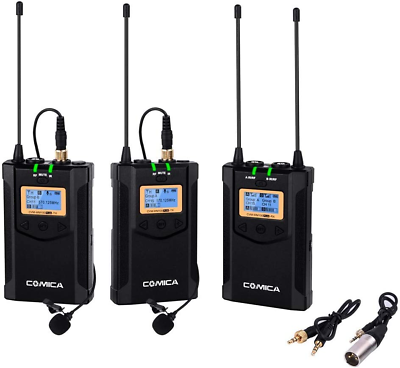 #ad Comica CVM WM100 plus Uhf 48 Channel Wireless Dual Lavalier Microphone System fo