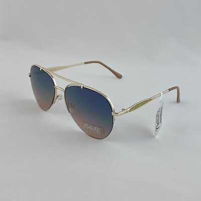 #ad Nanette Aviator Sunglasses Gold amp; Beige Glitter