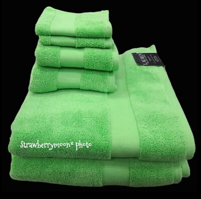 #ad 6pc Ralph Lauren Wescott Summer ISLND GREEN Bath Hand Washcloth Towel Set New