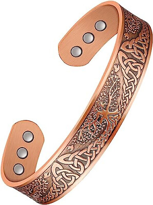 #ad Solid Copper magnetic Bracelet Adjustable Mens Cuff Bracelet Balance Bracelet.