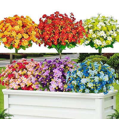 #ad 24 Pcs Artificial Flowers for OutdoorFake Flowers DecorationUV Resistant Plas...