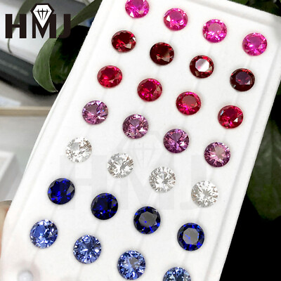 #ad 3mm 15mm Round Cut Multicolor Lab Grown Corundum Stone Synthetic Loose Gemstone