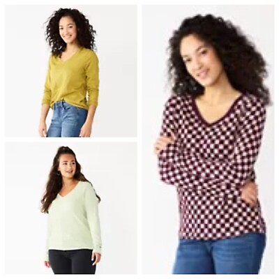 #ad Lot Of 3 Sonoma The Everyday Tee Size Large Neck Long Sleeve Shirt