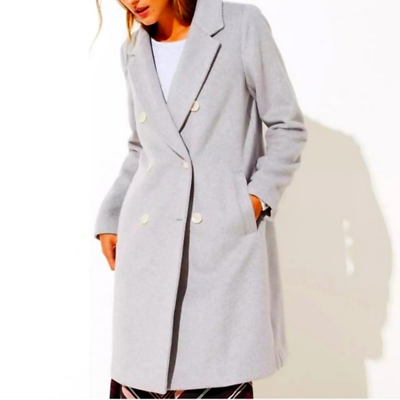 #ad Loft Plus Wool Double Breasted Grey coat sz 16 knee length