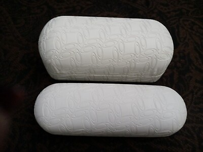 #ad Oakley White Embossed Leatherette Hard Clamshell Sunglass Case 2pc Lot