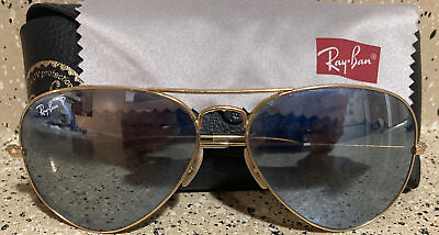 #ad RAY BAN AVIATOR SUNGLASSES 58044 GOLD TONE WITH CASE