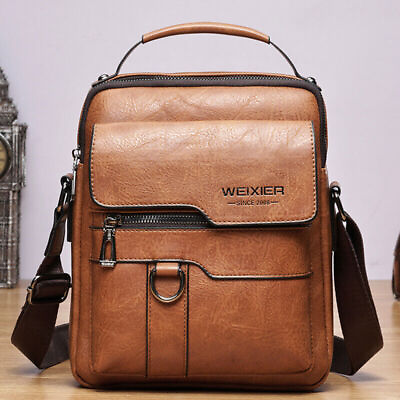#ad Men#x27;s Shoulder Messenger Bag Business pu Leather 8quot; Handbag Outdoor Sport Bag