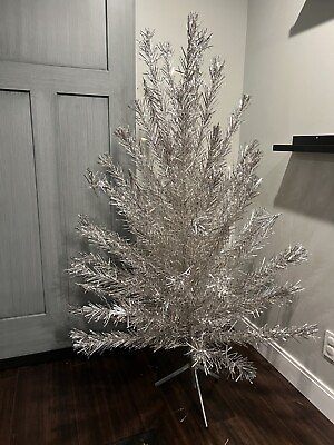 #ad 5 6ft Aluminum Vintage Angel Pine Crystal Aluminum Christmas Tree w Box