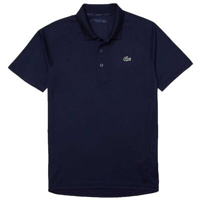 #ad LACOSTE SPORT BREATHABLE ABRASION RESISTANT INTERLOCK NAVY POLO ULTRA DRY