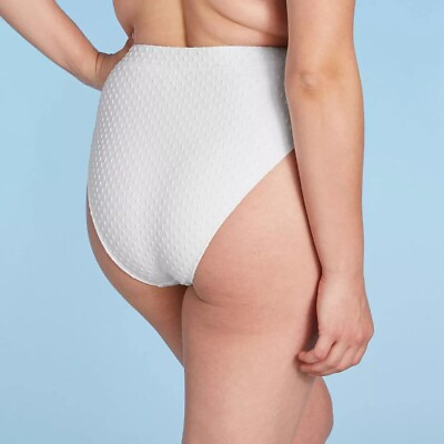 #ad Juniors Dot Texture High Leg High Waist Bikini Bottom Xhilaration White XS 00 $12.72