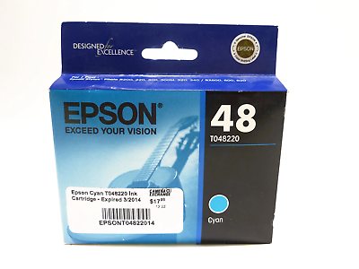 #ad Epson Cyan T048220 Ink Cartridge Expired 3 2014