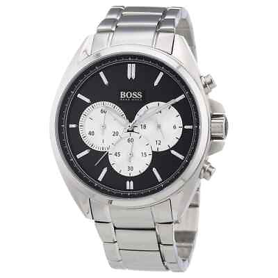 #ad ✅ Brand New Hugo Boss 1512883 45MM Men#x27;s Chronograph Stainless Steel Watch