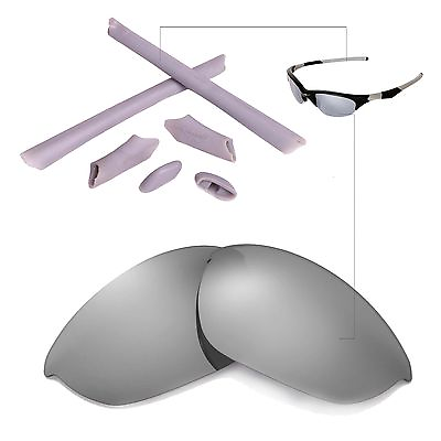 #ad New Walleva Polarized Titanium Lenses And Rubber Kit For Oakley Half Jacket