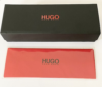 #ad Hugo Boss Black Red Hard Case For Eyeglasses Sunglasses W Cloth Folds Flat New