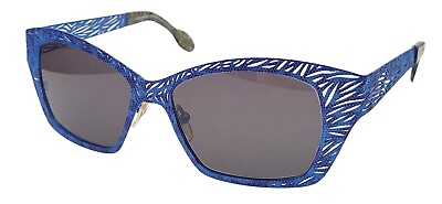 #ad Vintage Jean LaFont Lome 378 Blue Purple Oval Sunglasses France W NEW LENSES