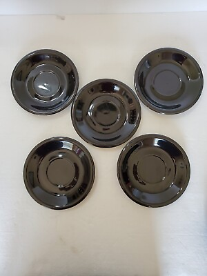 #ad Newcor Stoneware black vintage 5 saucers. NEW