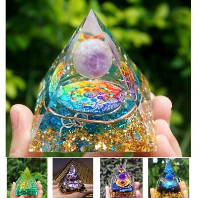 #ad Amethyst Orgonite Pyramid Heal Obsidian Chakra Crystal Stone Energy Orgone Gifts