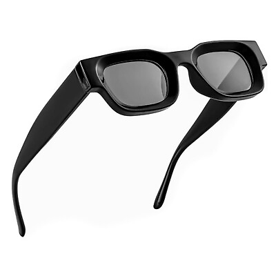 #ad Black Small Retro Hip Hop Thick Square Frame Trendy Men Women Sunglasses