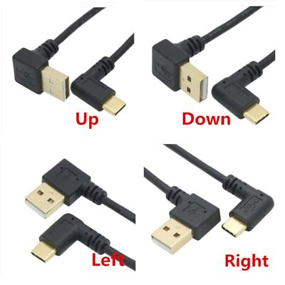 #ad USB 2 Male Up Down Left Right Angle Elbow to USB 3.1 C Elbow Data Transfer Cable $10.39
