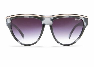 #ad Quay Australia Women Flight Risk Shield Sunglasses Black White Tort Brow Bar $60