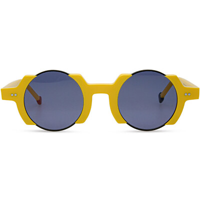 #ad Round Sunglasses for Men Women Metal Acetate Mixed Frame Sonnenbrillen Yellow