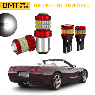 #ad 4pcs For Corvette C5 1997 2004 Reverse Backup License Plate Light White LED Bulb
