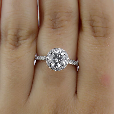 #ad 1 3 4 Carat F VS2 SI1 Wedding Diamond Engagement Ring Round Cut 14K White Gold