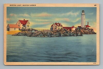 #ad Boston Light Boston Harbor Massachusetts Postcard