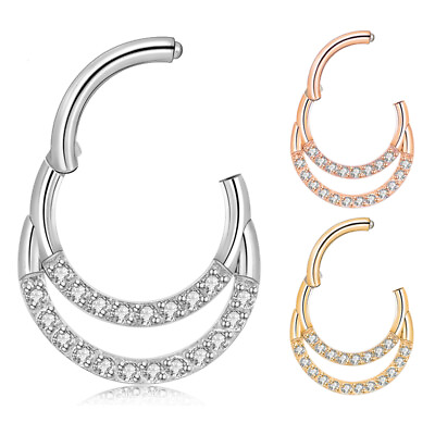 #ad 1Pc 16G Hinged Septum Clicker Ring Nose Rings Hoops Surgical Steel Daith Earring