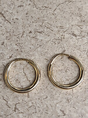 #ad quot;As Isquot; Gold One 1K Gold 1 2quot; Endless Hoop Earrings