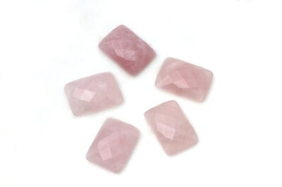 #ad 10 Pcs Natural Rose Quartz 8x10mm Rectangle Rose Cut Loose Handmade Gemstone
