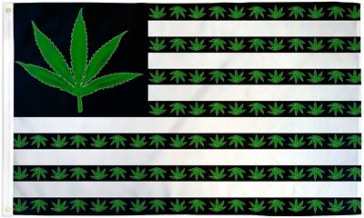 #ad Durable USA Marijuana 5 Point Leaf Flag 3x5FT Weed Banner Blunt Toke Dorm Decor